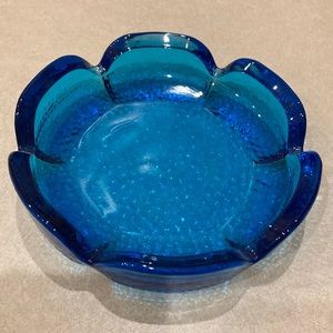 Vintage Blenko Aqua Blue Pebble Ashtray!